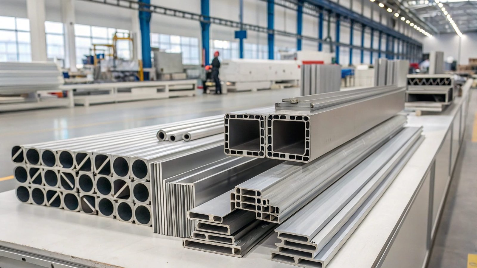 A single, large custom forged ring contrasted with a massive stack of identical, smaller extruded tubes.